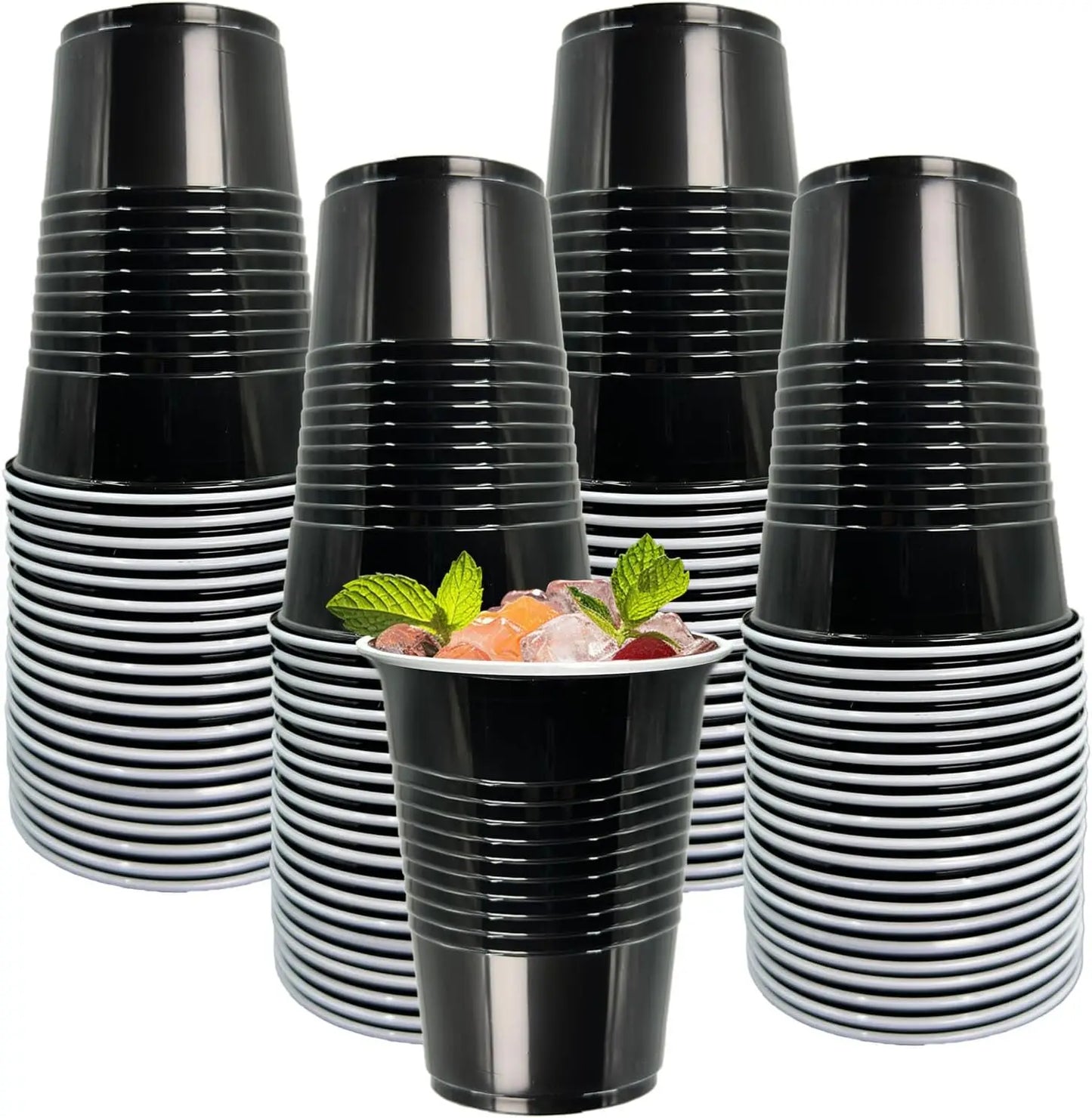 Multiple Plastic Cups, Disposable Cups, Party Cups, Suitable for Graduation Ceremonies, Beverages, Soda, Juice, Picnics. Peaceful Pleasures Health and Wellness 50PCS Black 480 ml