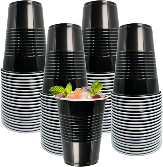 Multiple Plastic Cups, Disposable Cups, Party Cups, Suitable for Graduation Ceremonies, Beverages, Soda, Juice, Picnics. Peaceful Pleasures Health and Wellness 50PCS Black 480 ml