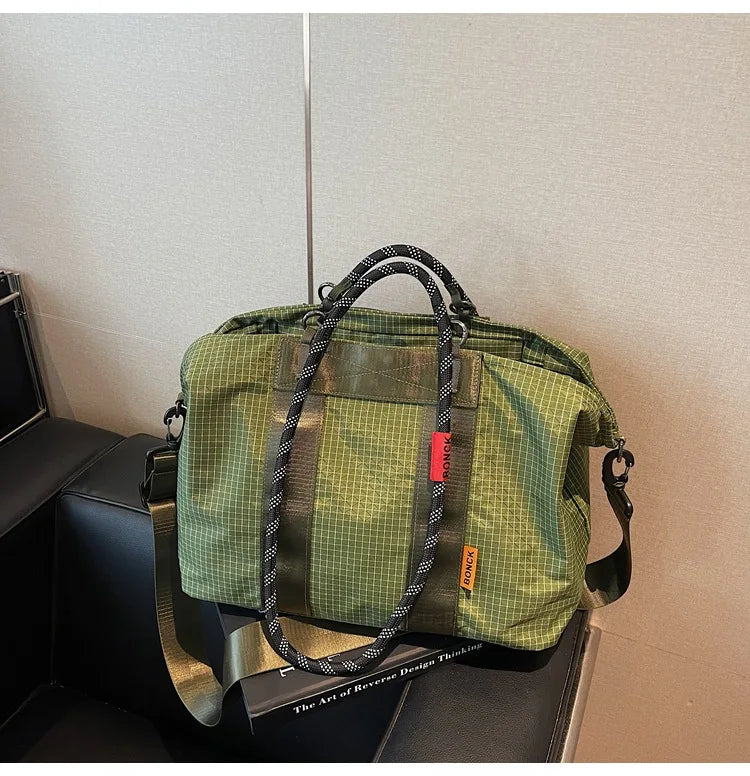 Waterproof Nylon Duffel Bag | Gym & Travel Bag Dry/Wet Separation Gym Travel Duffel Peaceful Pleasures Health and Wellness light green