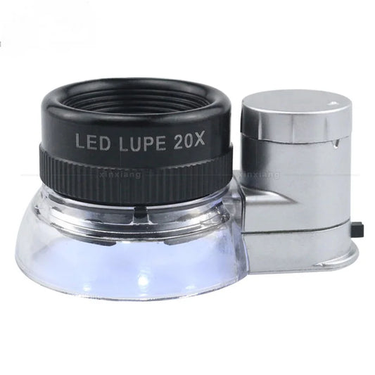 20X Magnifier with 6 Led Lights, Optical Glass Coated Lenses, Magnifying Glass, Diamond Identification Magnifying Glass Peaceful Pleasures Health and Wellness 20x