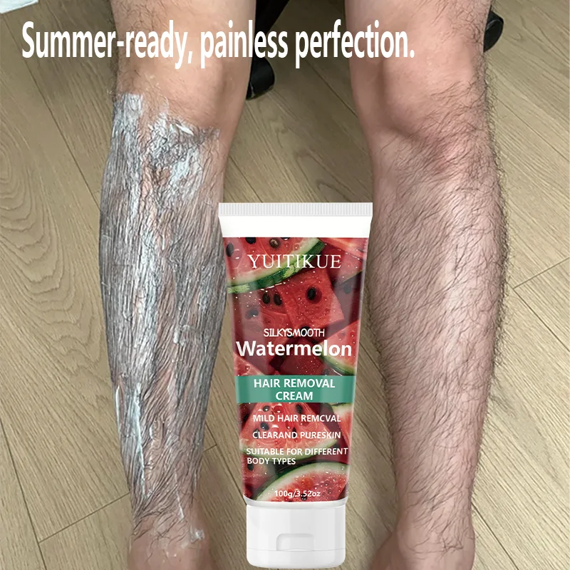 Yuitikue 100g Watermelon Hair Removal Cream, Silky Smooth Mild Hair Remover for Clear Pure Skin, Suitable for All Body Types Peaceful Pleasures Health and Wellness