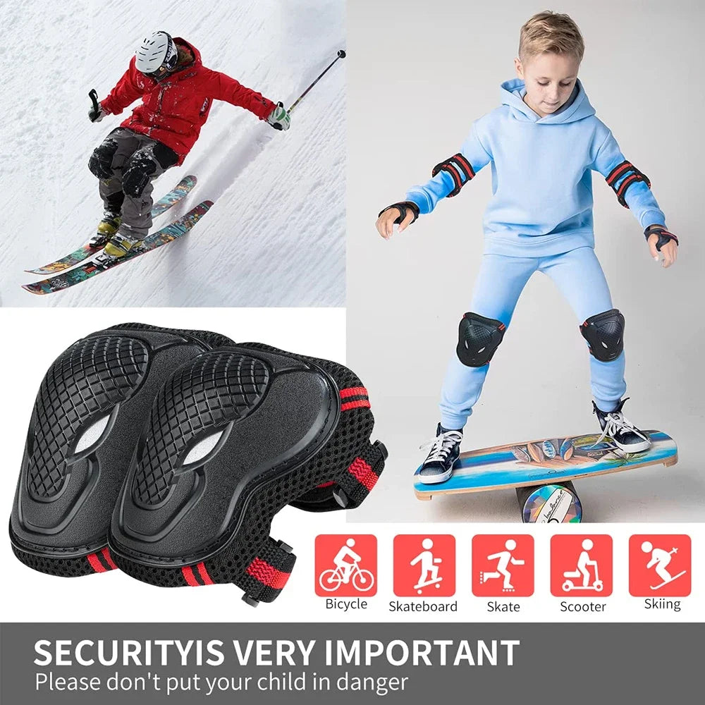 6PCS Adult & Kids Knee Pads Elbow Pads and Wrist Guards for Inline Skating, Roller Skating, Skateboarding, Scootering Biking Peaceful Pleasures Health and Wellness