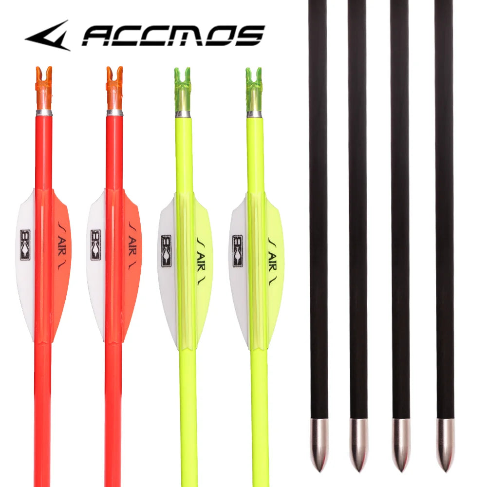 6 Pure Carbon Arrow ID4 Spine 400 1000 Shaft Air Feather Compound