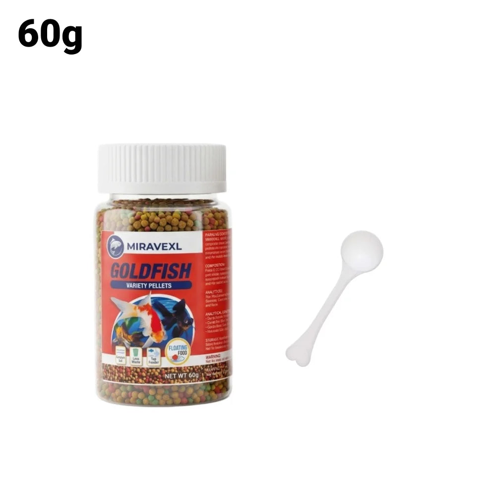 1MM Floating Goldfish Food Pellets Koi Pond Fish Growth Natural Color Enhancing Krill Spirulina Clear Water Formula Daily Diet Peaceful Pleasures Health and Wellness 60g
