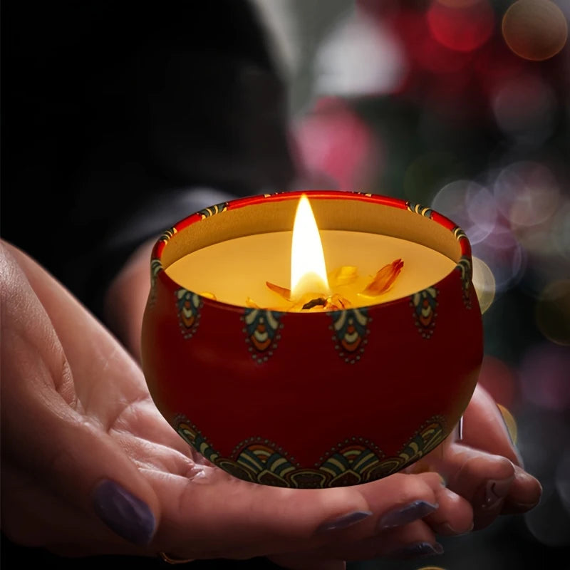 4-Pack Reusable Flower Tinplate Candle Tins with Lids