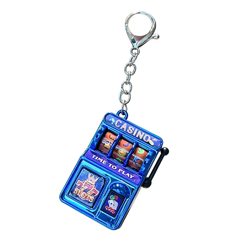 Mini Casino Slot Machine Keychain Functional Reel Fruit Pattern Game