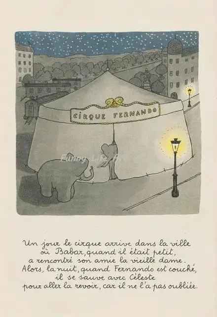 Vintage Babar Elephant Canvas Wall Art | Kids Nursery Poster