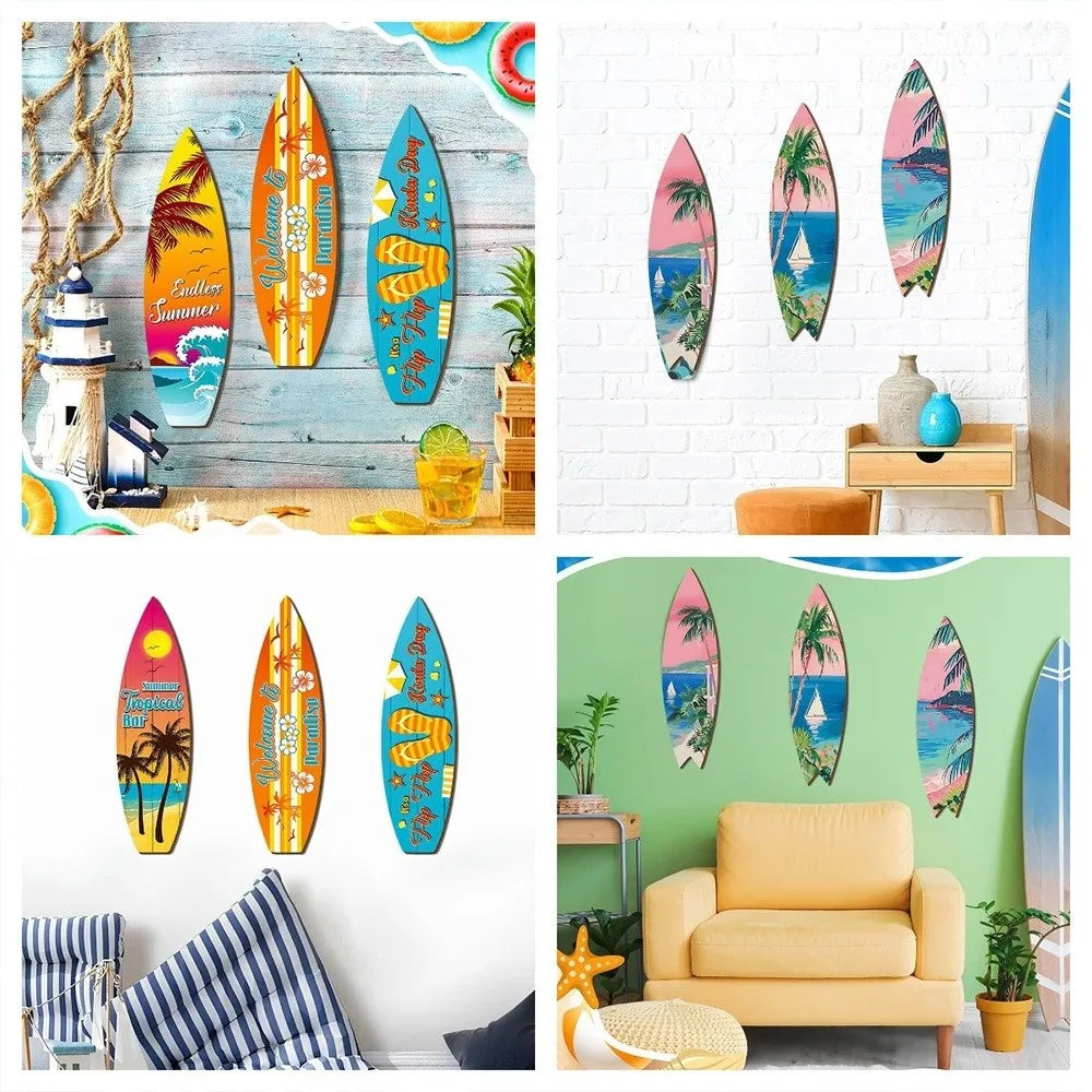 Handcrafted Wooden Surfboard Wall Hanging | Coastal Beach Decor