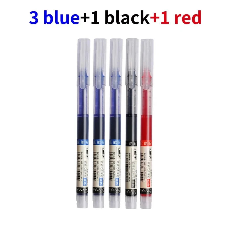 3-24Pcs Straight Liquid Gel Pen Quick-drying, Large-capacity 0.5mm Black Blue Ink for Writing School Office Stationery Supplies Peaceful Pleasures Health and Wellness 1 black 3 blue 1 red