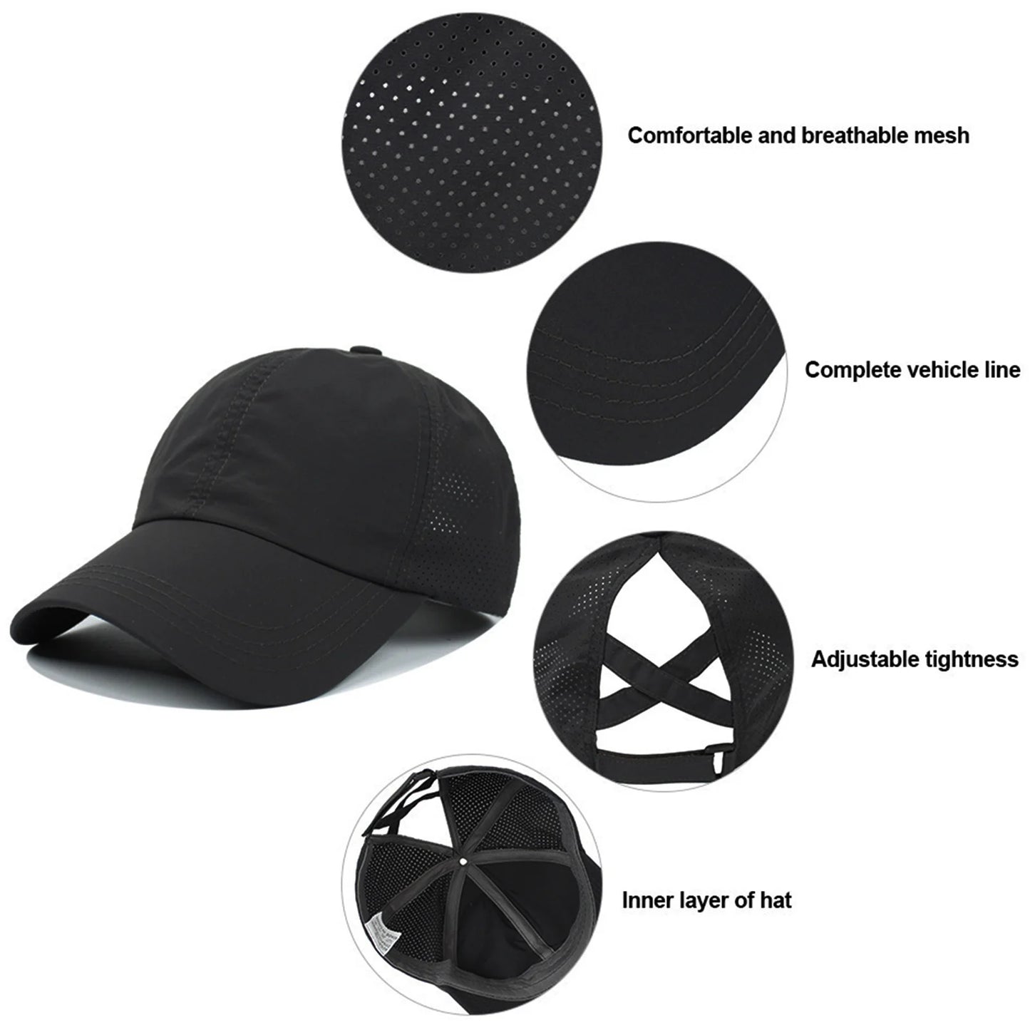 Basic Women's Baseball Cap Quick Drying Adjustable Trendy Sunshade Hats for Running Hiking Training Peaceful Pleasures Health and Wellness