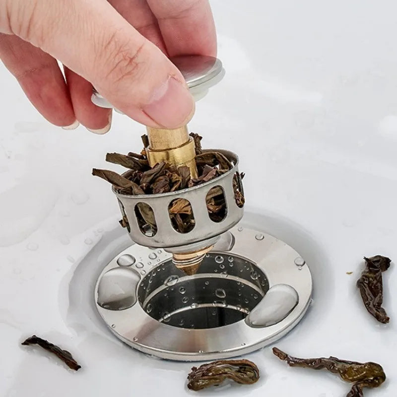 Pop-Up Brass Sink Drain Stopper with Hair Catcher | Universal Fit