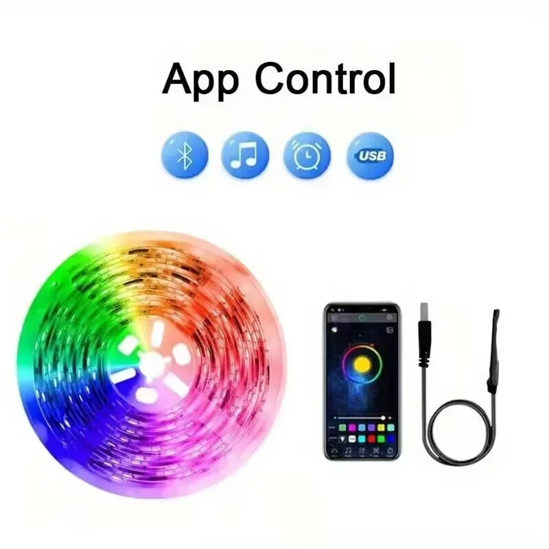 RGB LED Strip Lights 5050 USB App Control – TV & Room Decor