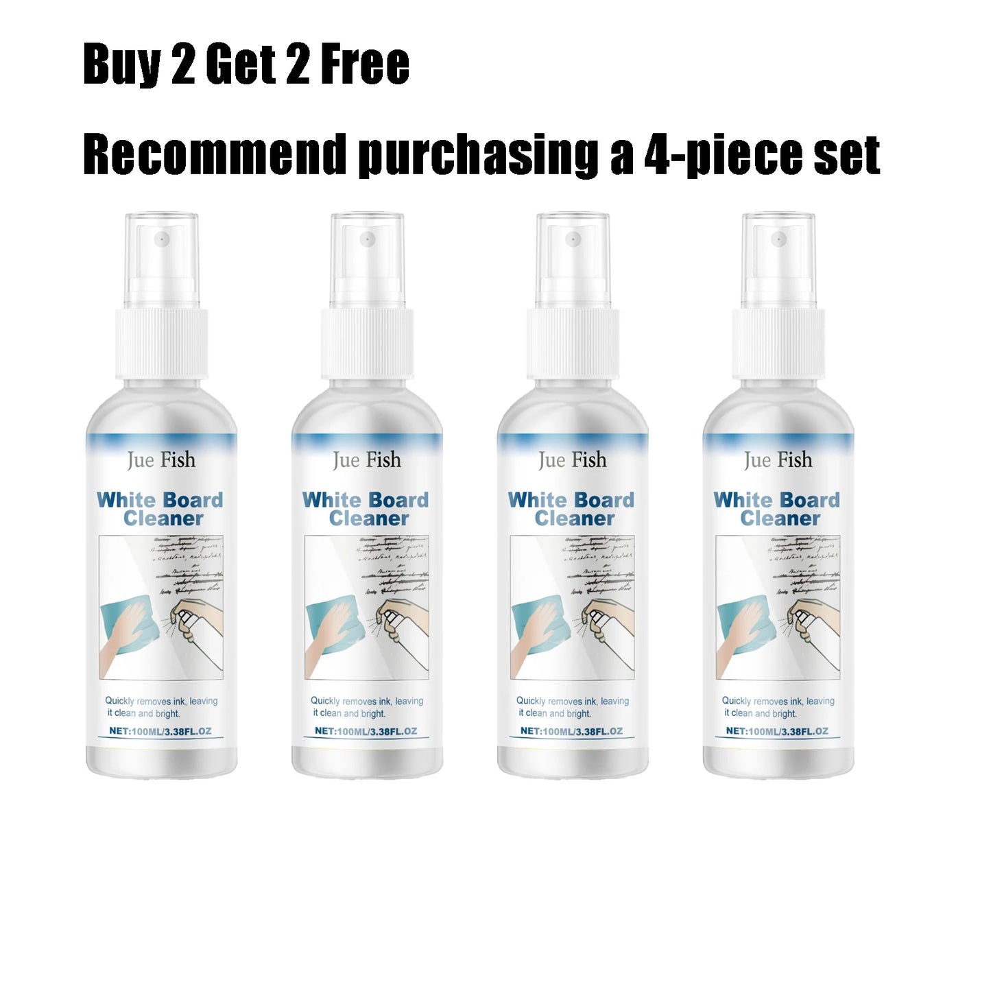Jue-Fish 100ml Whiteboard Cleaner Spray | No Residue Fast Clean