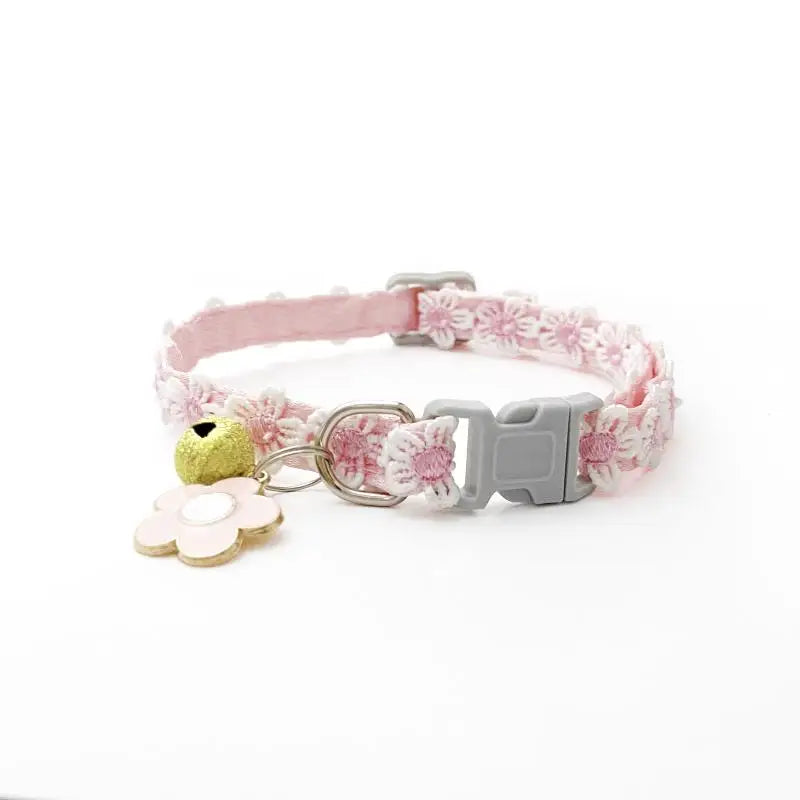Floral Lace Cat & Puppy Collar with Bell | Adjustable