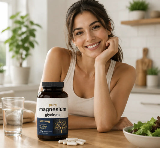 Magnesium Glycinate 500mg 240 Veggie Caps | Chelated Vegan Magnesium Supplement Peaceful Pleasures Health and Wellness