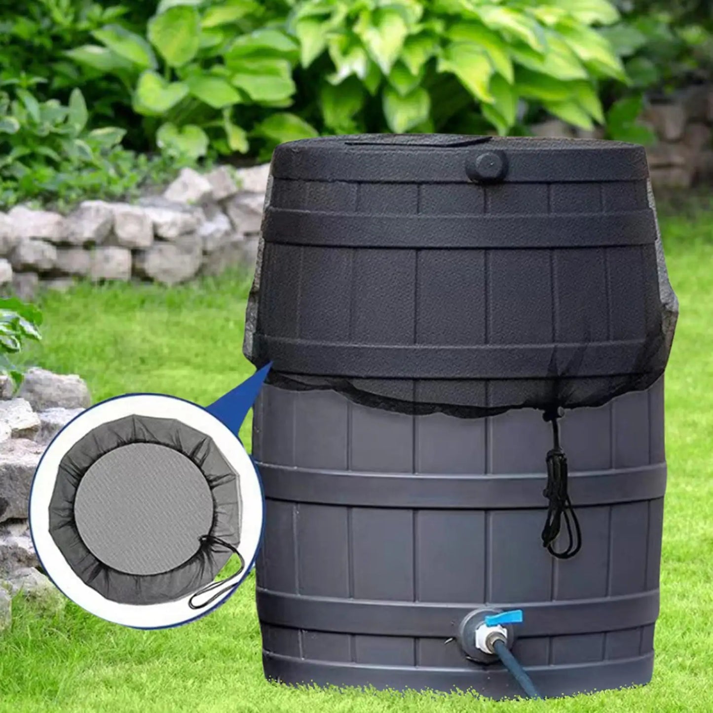 Rain Barrel Mesh Screen Cover with Drawstring | 3 Sizes