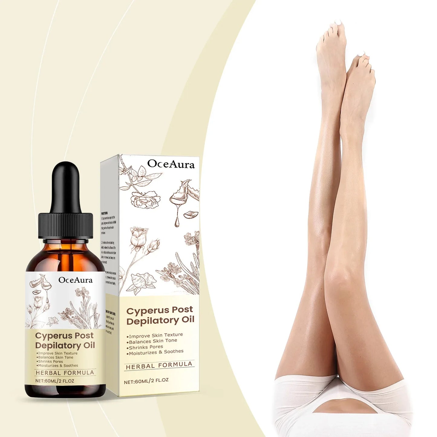 OceAura Cyperus Rotundus Hair Removal Oil – Inhibit Growth 60ml