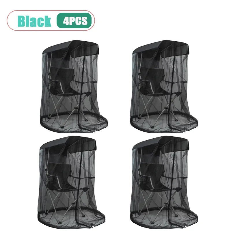 Bug Mesh Tent for Canopy Chair – Zipper Mosquito Net Cover Mosquito Net Cover Peaceful Pleasures Health and Wellness Black-4PCS
