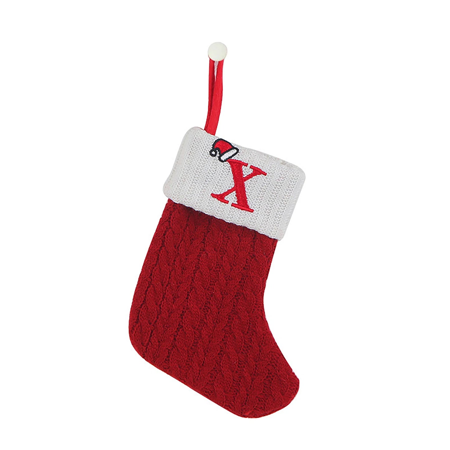 Personalized Knitted Christmas Stocking | Monogram Initial