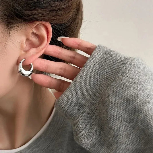 925 Sterling Silver Korean Geometric Hoop Earrings – Women Hoop Earrings Oasis Select
