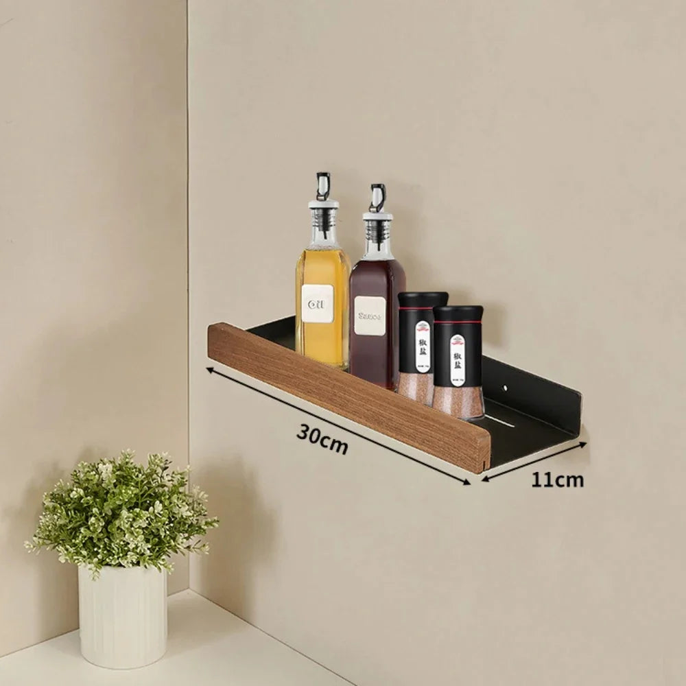 Nordic Wall Mounted Bathroom Storage Rack | Wood & Aluminum