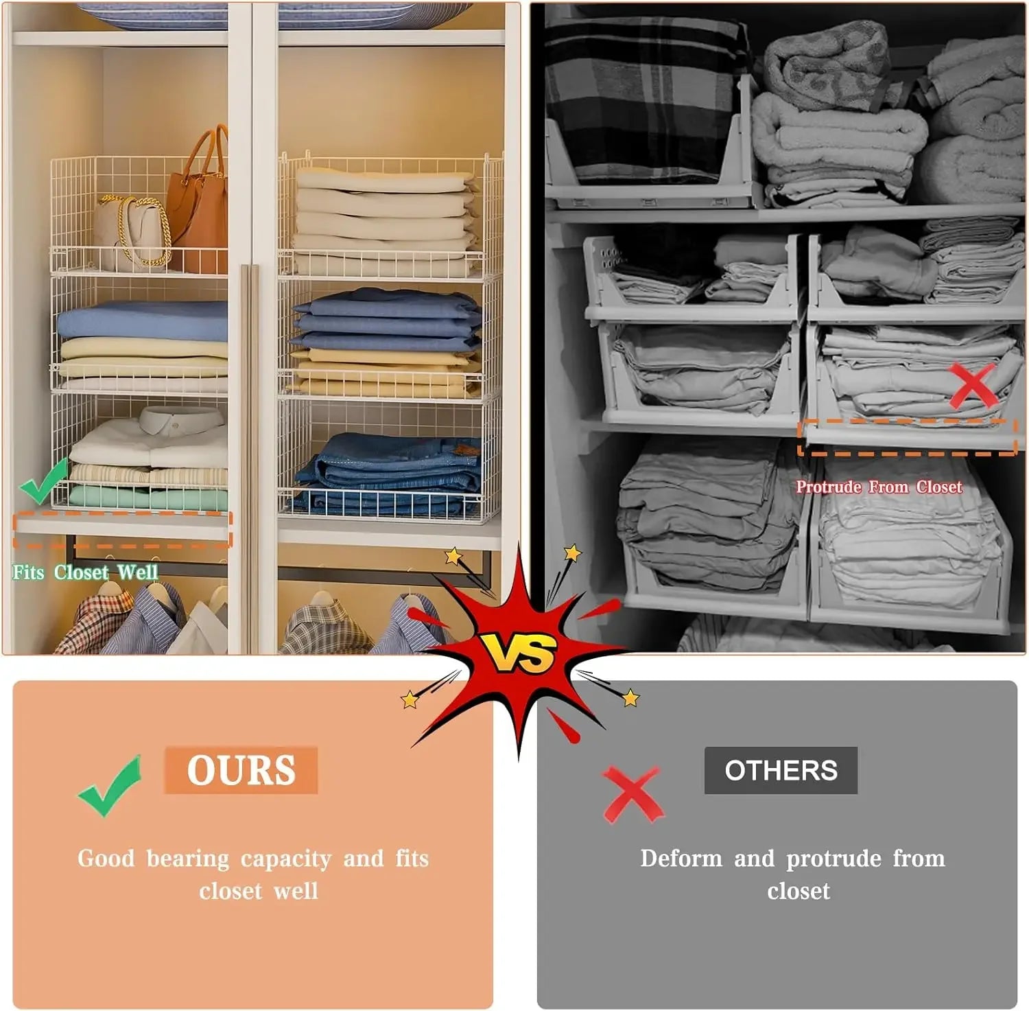 6-Tier Stackable Foldable Closet Organizer, White Peaceful Pleasures Health and Wellness