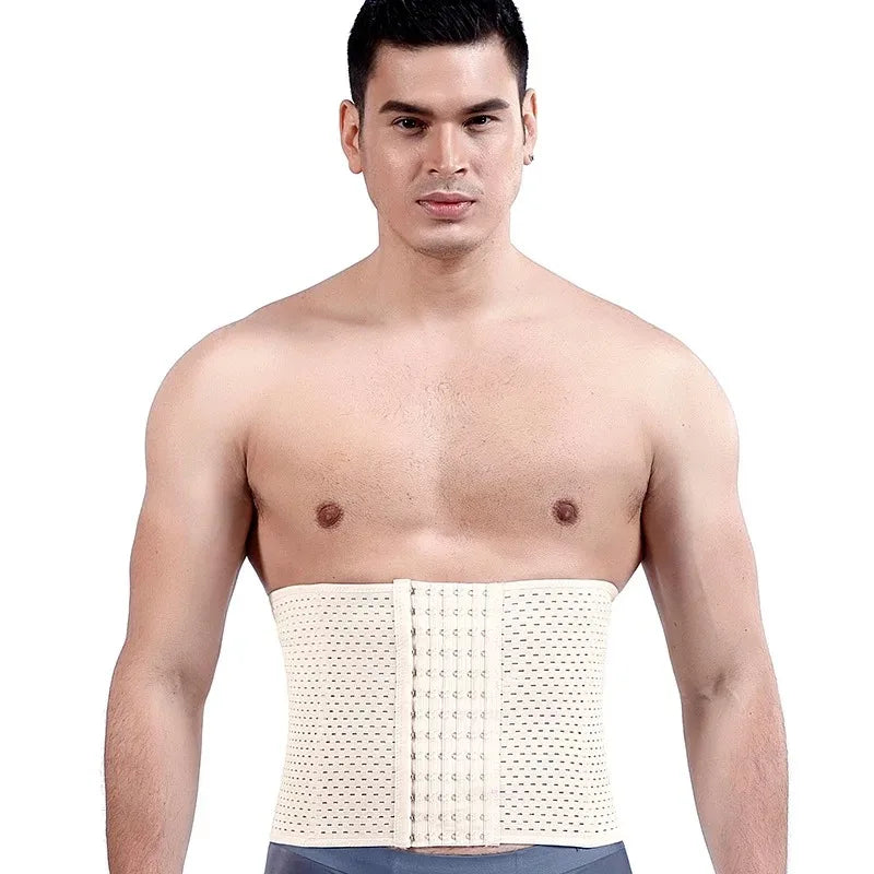 Men Slimming Body Shaper Waist Trainer Trimmer Belt Corset For Abdomen Belly Shapers Tummy Control Fitness Compression Shapewear Peaceful Pleasures Health and Wellness beige XXL