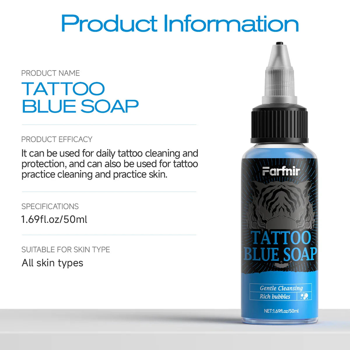 Tattoo Blue Soap – Foaming Cleanser for Vibrant Tattooed Skin
