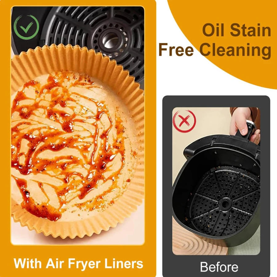 Air Fryer Liner Round Parchment Paper – 100 or 200 Pack 7.9" Unbleached Non-Stick Disposable Baking Liners