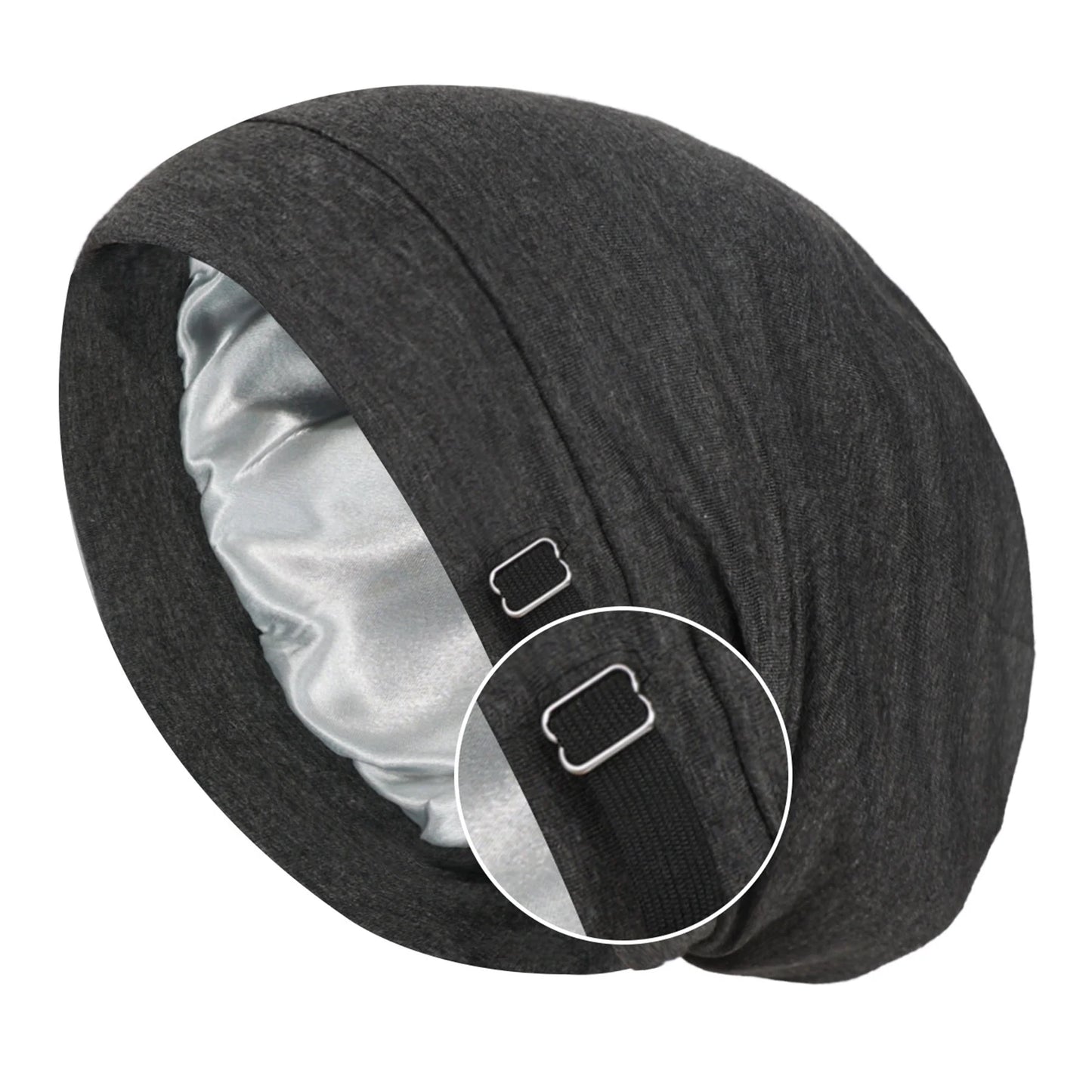 Silk Satins Bonnets For Sleeping Versatile & Stylish Design Birthday Present For Women,Comfortable Adjustable Hair Bonnets Peaceful Pleasures Health and Wellness Dark Grey As Shown
