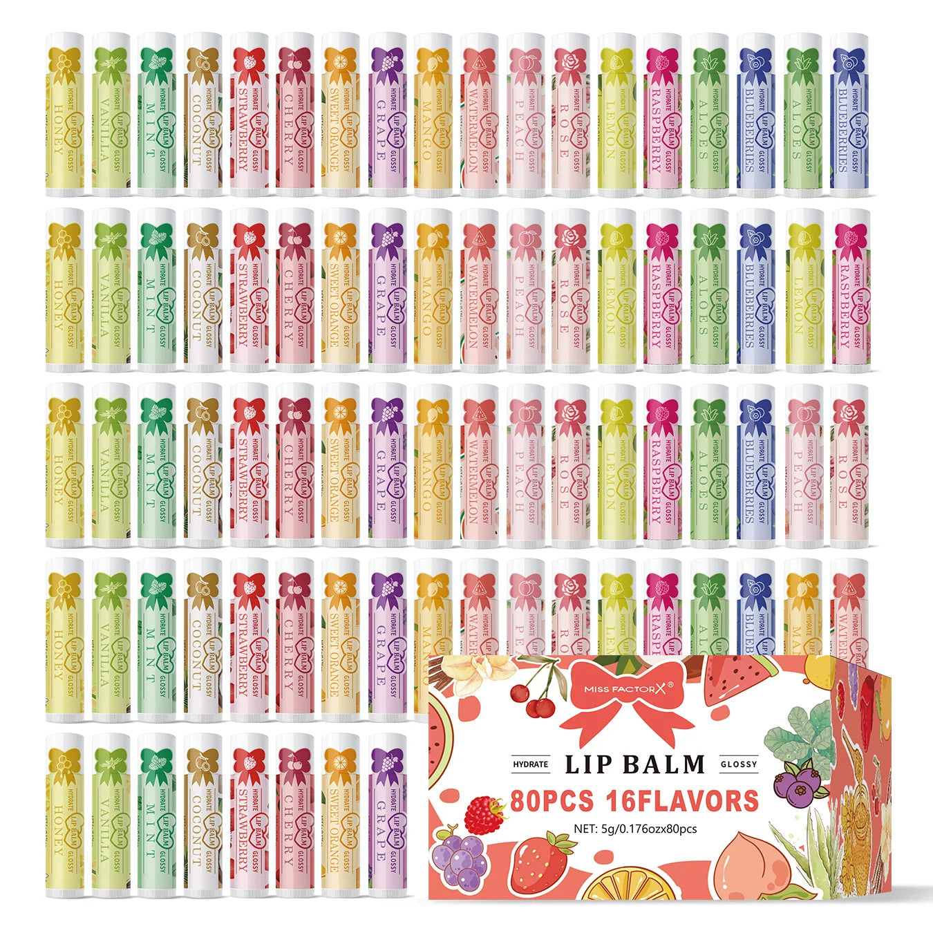 80PCS advanced gift set lipstick set -16 flavors, moisturizing, nourishing, shiny, natural formula Peaceful Pleasures Health and Wellness 80PCS lipstick set
