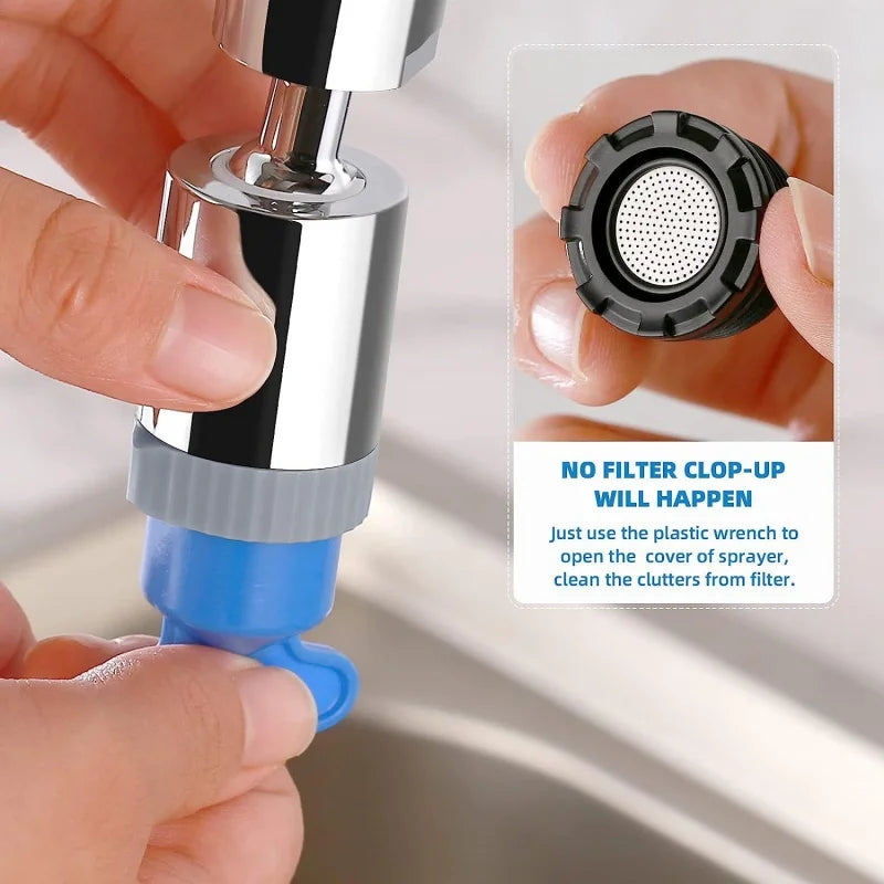 360° Rotating Kitchen Faucet Aerator – 2-Mode Spray Bubbler