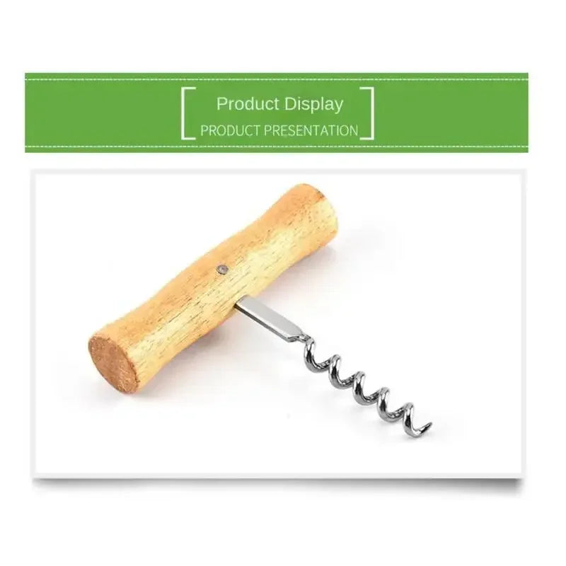 1PCS Cute Wine Opener with Wooden Handle Stainless Steel Corkscrew Wine Bottle Opener Easy Novelty Fun Wine Wing Wood Tools Peaceful Pleasures Health and Wellness