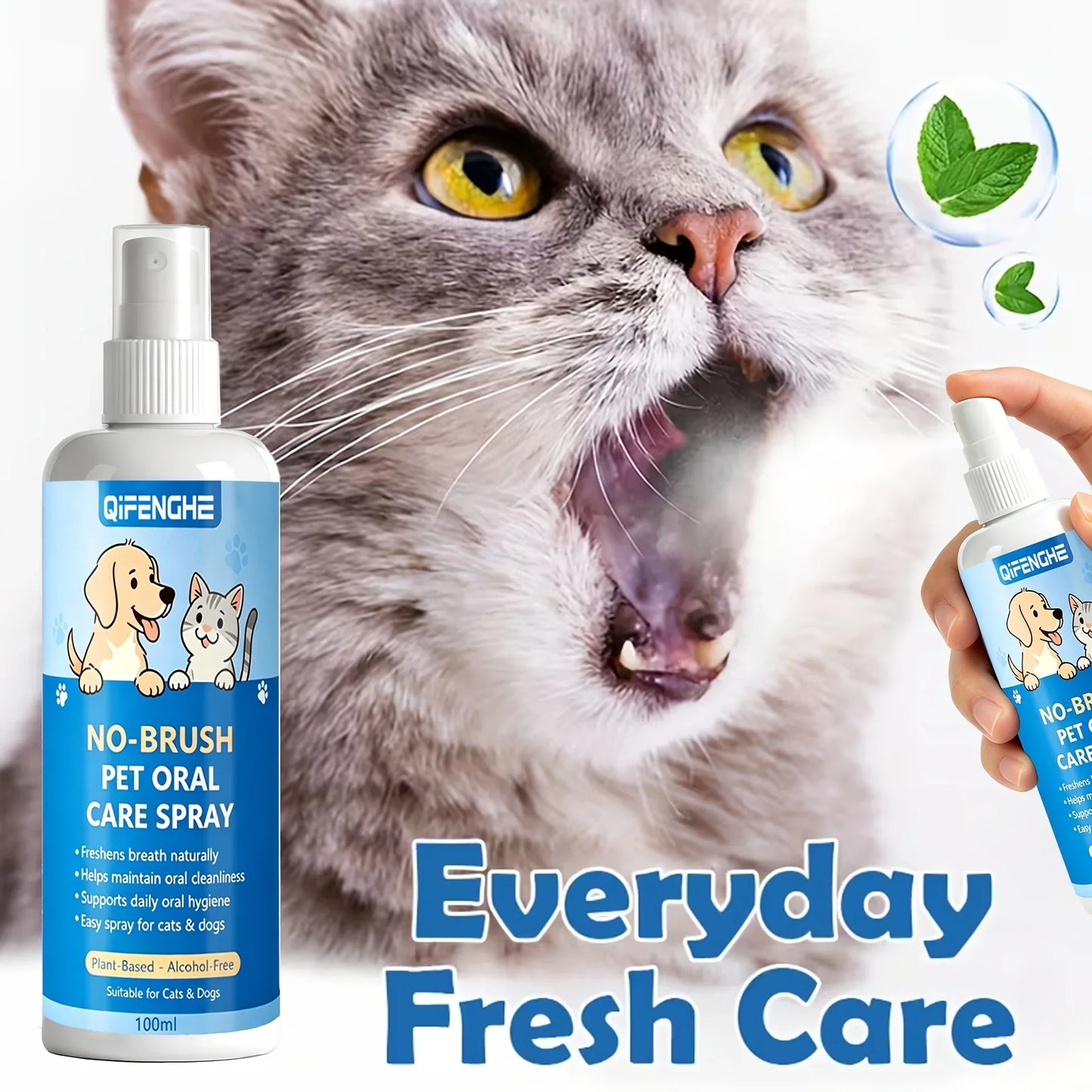2-in-1 Pet Dental Spray for Dogs & Cats – Breath & Teeth