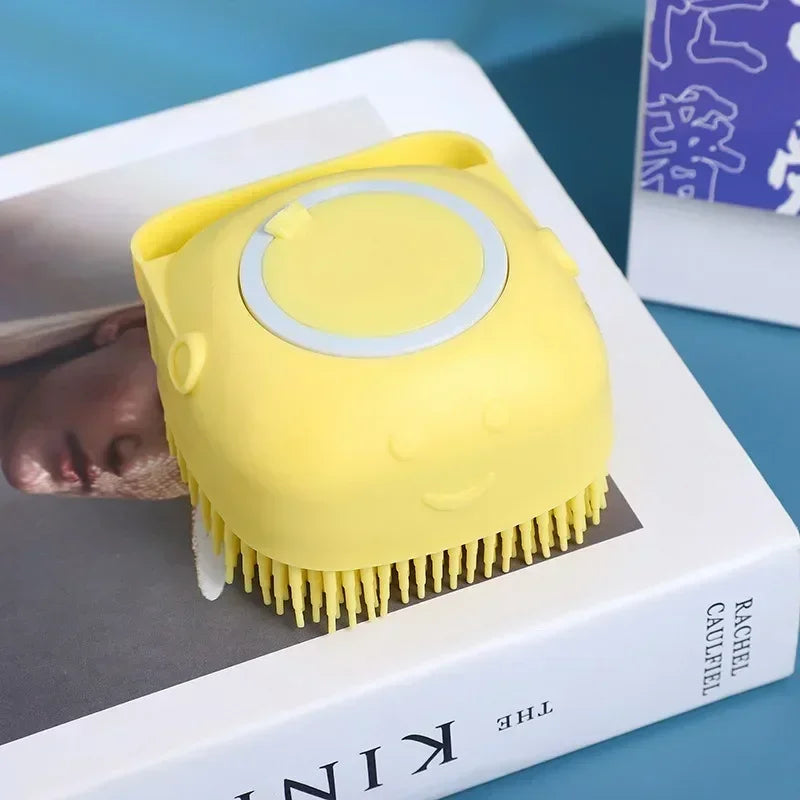 Silicone Dog Bathing Brush with Soap Dispenser | Pet Grooming