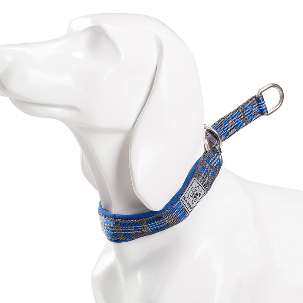 TRUELOVE P chain Pet Reflective Collar Nylon Best Neoprene Padded Half Choke Training Lightweight Washable Sports YC1852 Peaceful Pleasures Health and Wellness Royal blue Reflectiv Neck-40-50CM China Mainland