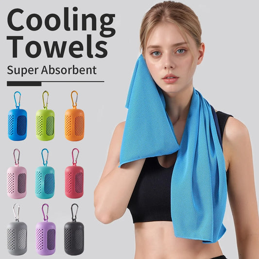 Portable Circular Silicone Wrapped Cold Towel Cooling Towel Quick Drying Polyester Fiber Towels Beach Accessories Sport Fitness Peaceful Pleasures Health and Wellness
