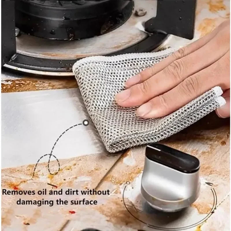 Steel Wire Dishcloth | Wet & Dry Kitchen Cleaning Cloth