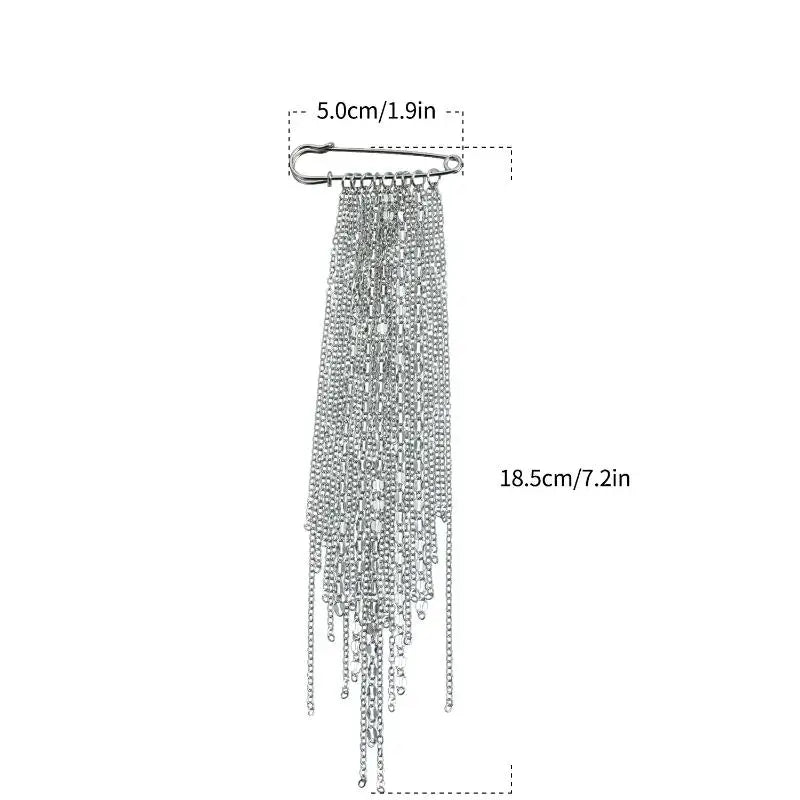 Metal Chain Tassel Pin Brooch for Women | Bold Statement