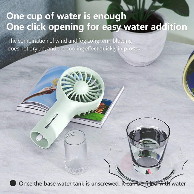 Portable Mini Handheld Misting Fan – USB Rechargeable Spray Fan