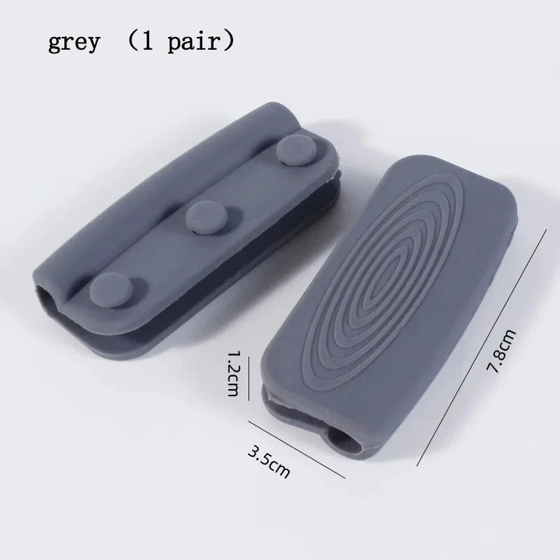 2/8 Silicone Pan Handle Cover Heat Insulation Covers Pot Ear Clip Non-slip Steamer Casserole Pan Handle Holder Kitchen Tools Peaceful Pleasures Health and Wellness grey 1pair