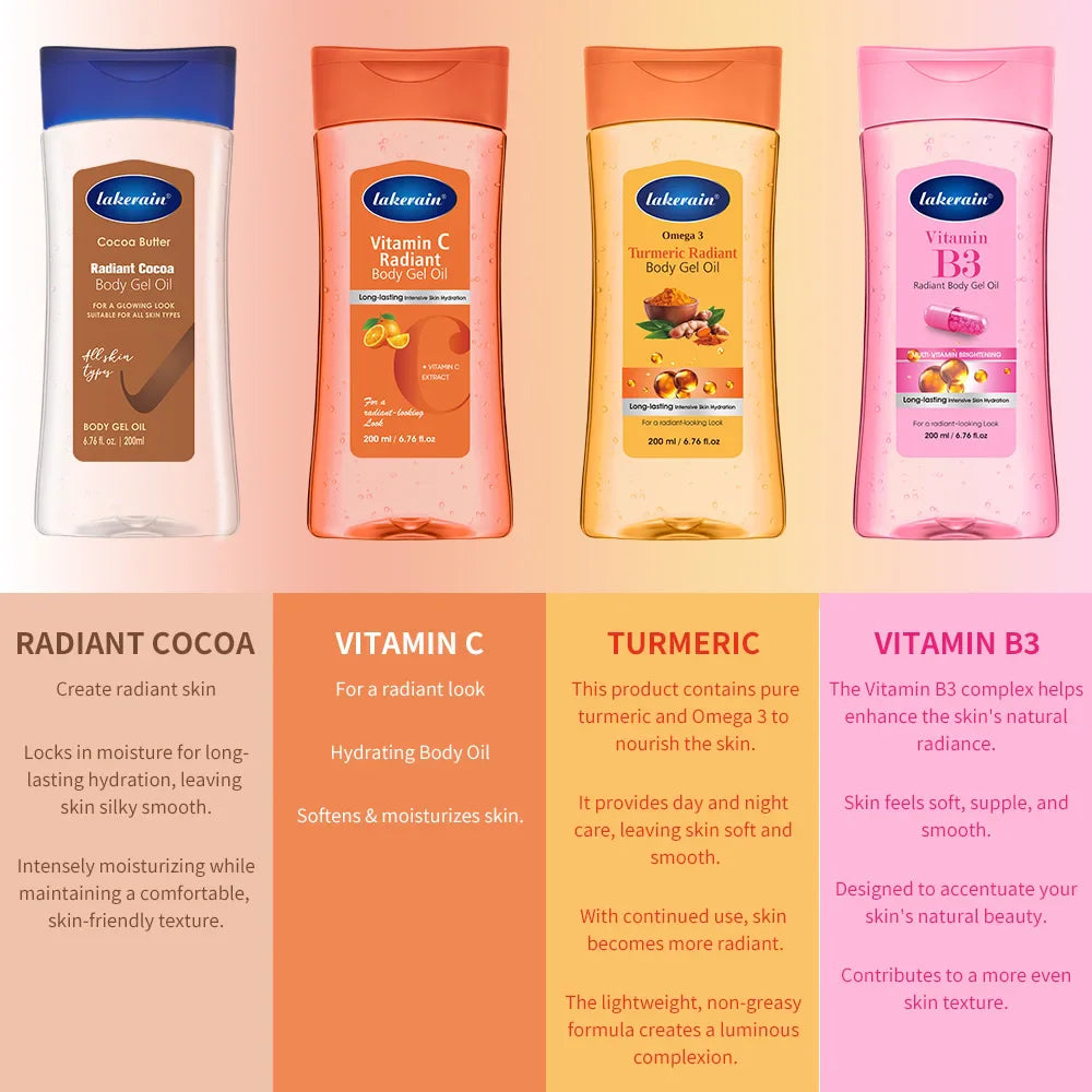 Lakerain Radiant Body Gel Oil – Vitamin C, Turmeric & Cocoa