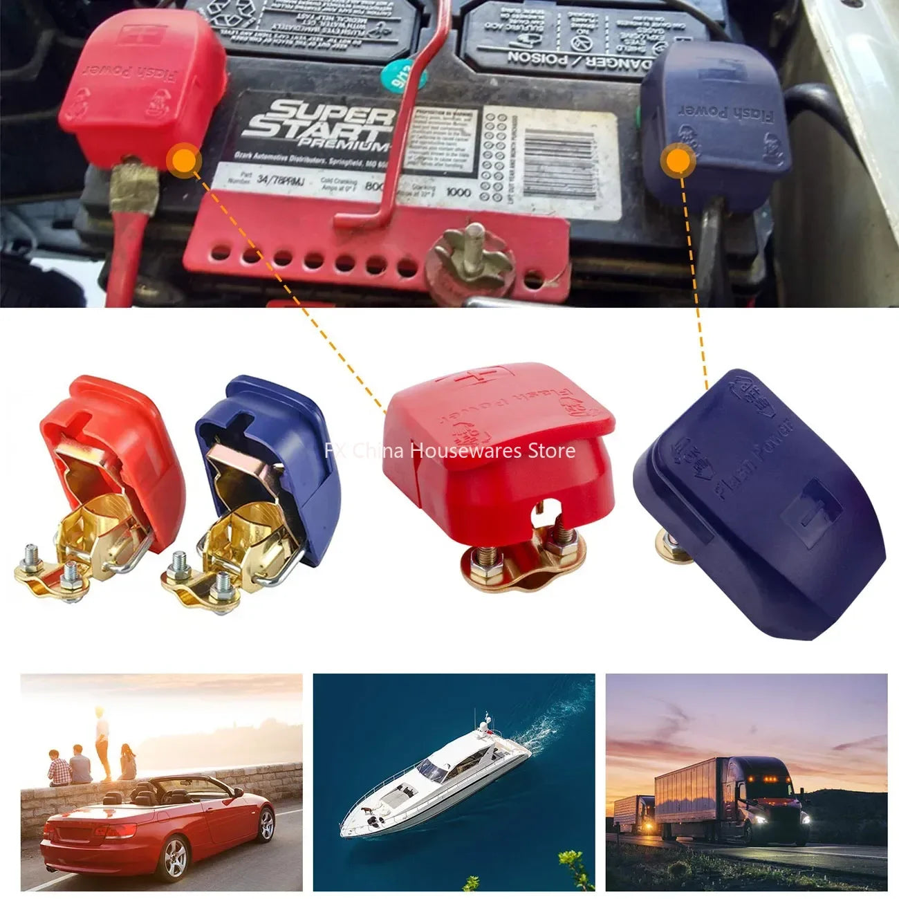 Battery Terminal Connectors Negative and Positive 1 Pair Plate Quick Release Car Connector Battery Clamps Top Post Clips Peaceful Pleasures Health and Wellness