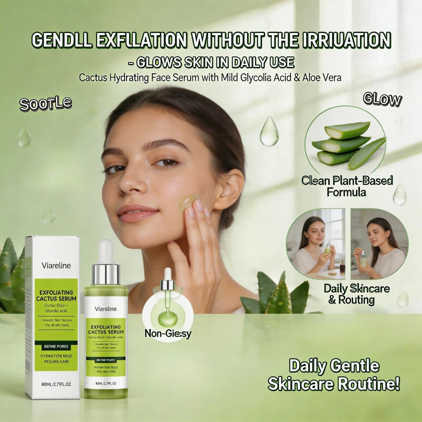 Cactus Essence Exfoliating Brightening Face Serum 80ml
