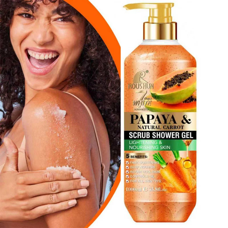 ROUSHUN Papaya Carrot Scrub Shower Gel 1000ml – Moisturizing