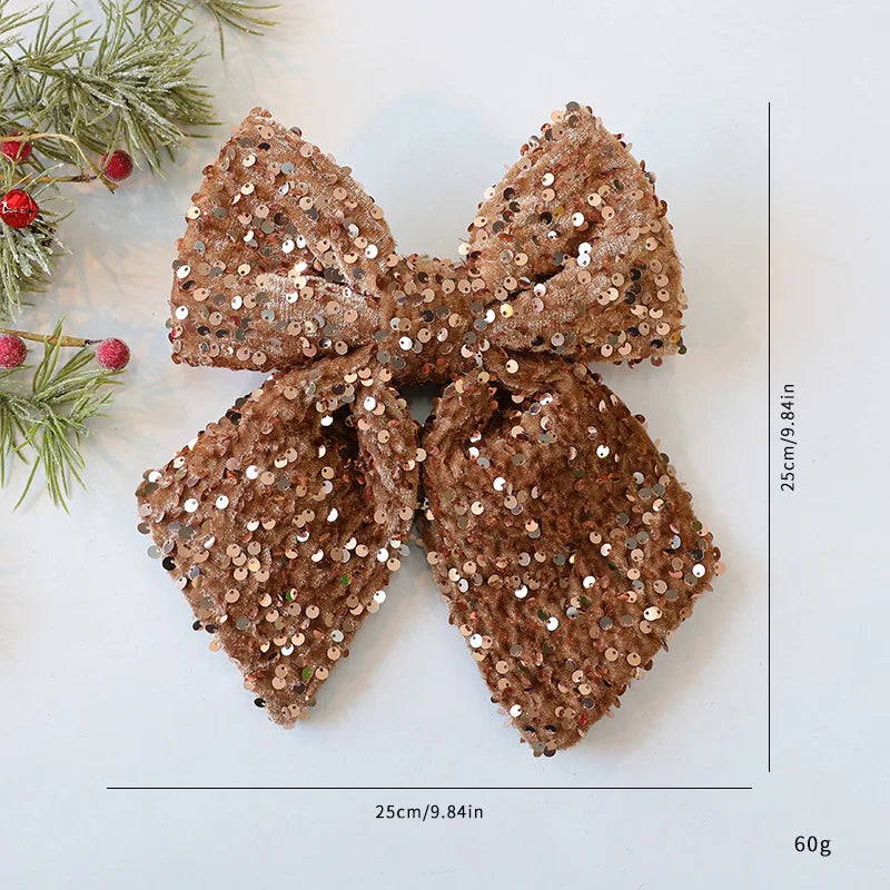 25cm Glitter Christmas Bow Decoration | Xmas Tree Pendant