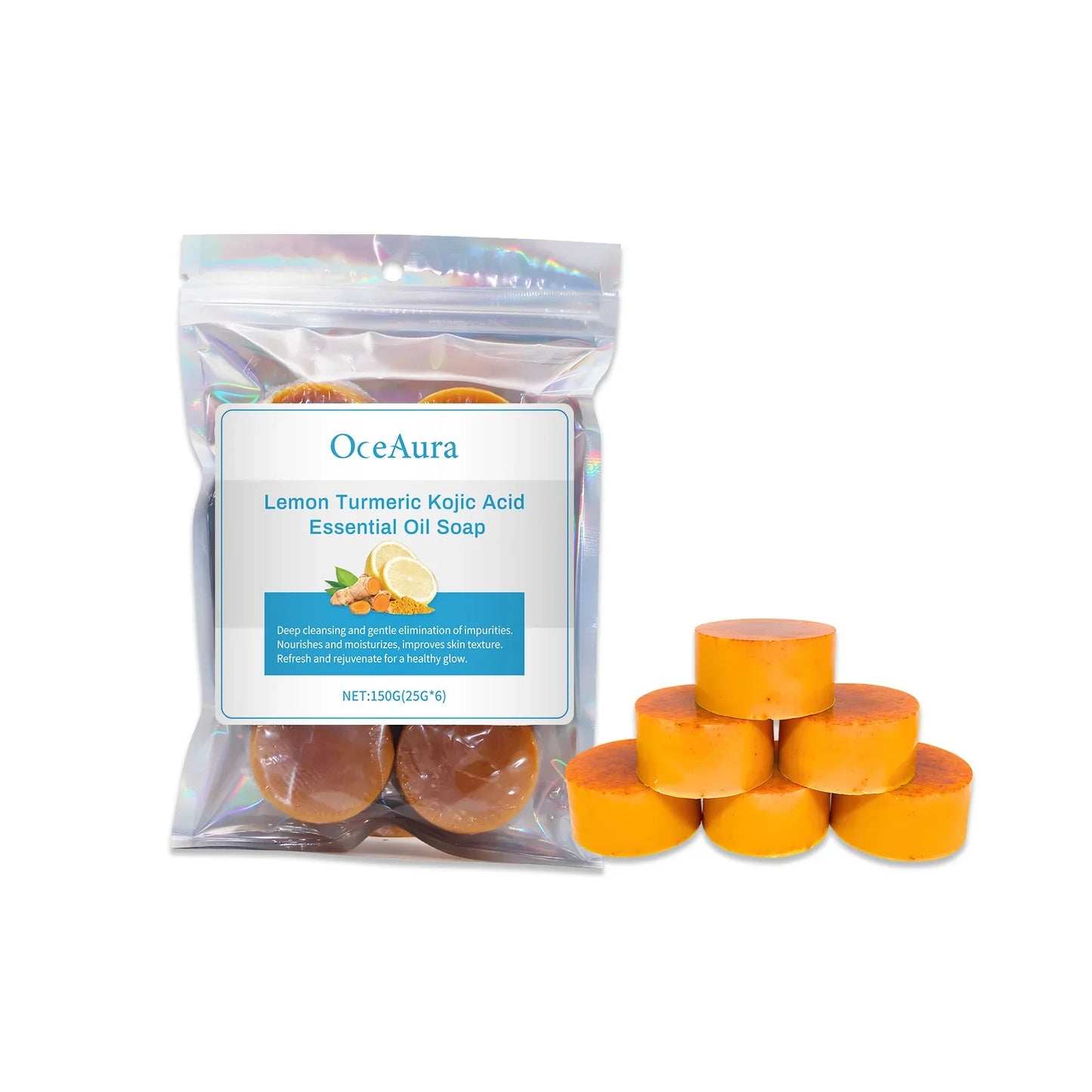 OceAura Lemon Turmeric Brightening Body Soap – 6 Pack Handmade