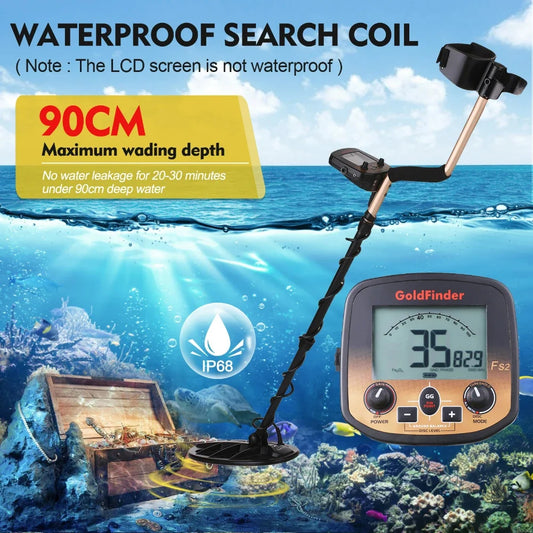 FS2 Underground Metal Detector High Sensitivity 11'' and 5'' Coils Treasure Finder Precise Locator Metal Detector Professional Peaceful Pleasures Health and Wellness