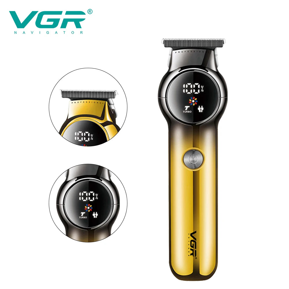 VGR 989 Men's Hair Clipper Gradient Color Body Hair Trimmer USB Dual Use Pusher Powerful LED Intelligent Digital Display Pusher Peaceful Pleasures Health and Wellness