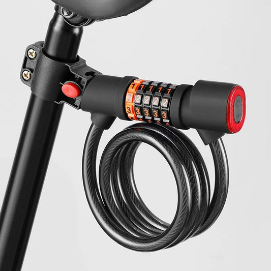 Bike Lock with Tail Light – 5-Digit Steel Cable Combo Lock Bicycle Cable Lock Oasis Select